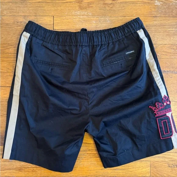 DOLCE & GABBANA DG Crown Logo Cotton Bermuda Sweatshorts Black Sz XL